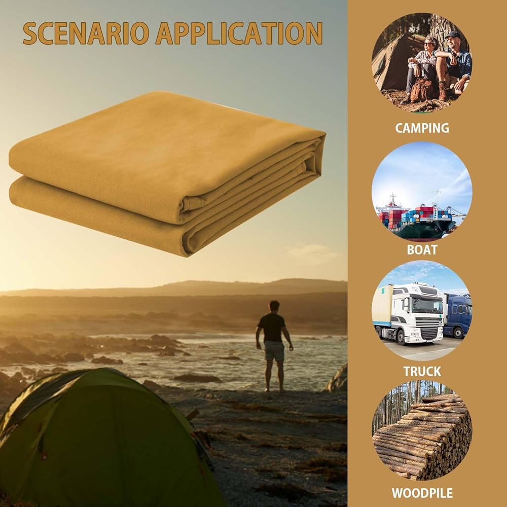 FoundGo Canvas Tarp 4x4 ft Heavy Duty Waterresistant Tarps